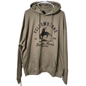 Yellowstone Dutton Ranch Hoodie Men's XL Beige/Brown NWT